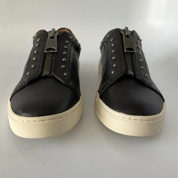 Frye & Co Women Black Leather Studded Victoria Zip Sneaker NIB - Picture 4 of 14
